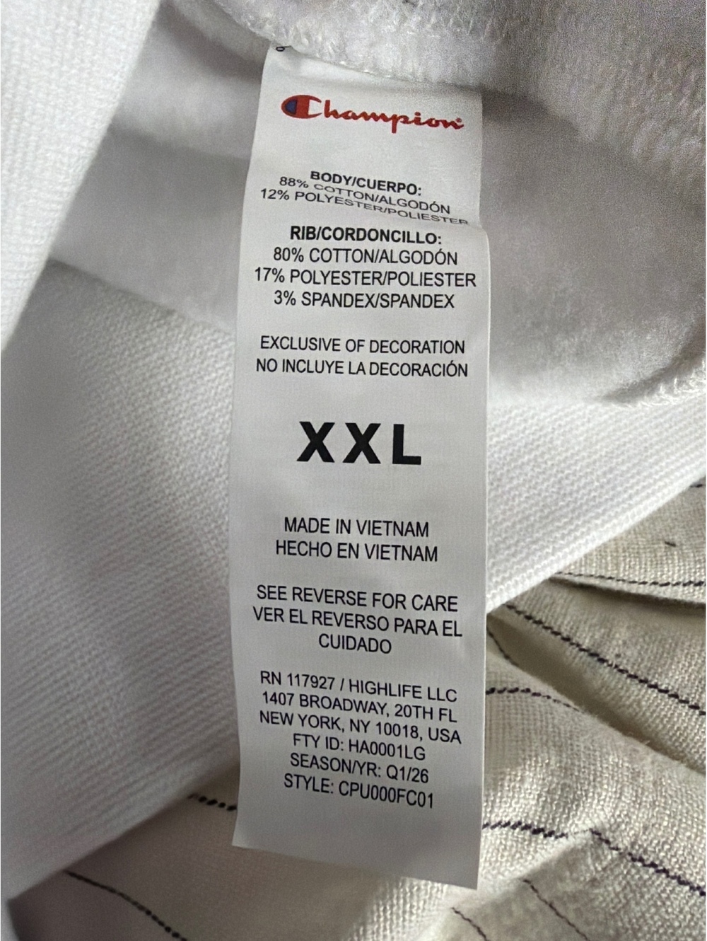Champion Essential Standard Bright White Crewneck Sweatshirt XXL - Picture 8 of 10